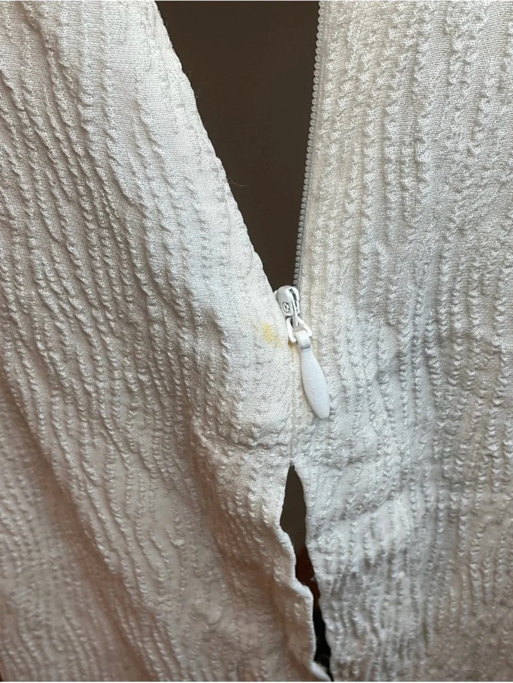 VTG Ivory Silk Maxi Dress 3/4 Sleeve Women’s Size Medium Pockets Textured